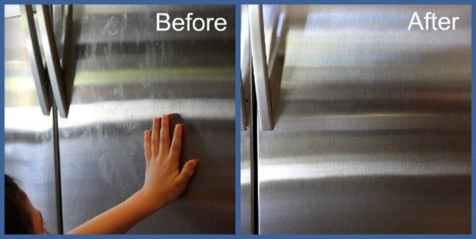 Stainless steel polish before and after